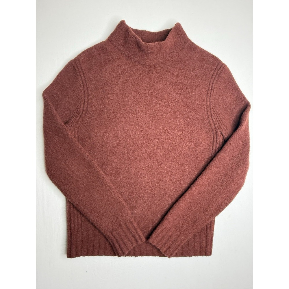 Point Sur Women's Sweater M Mock Neck Wool Alpaca Blend Knit Rust Red Pullover